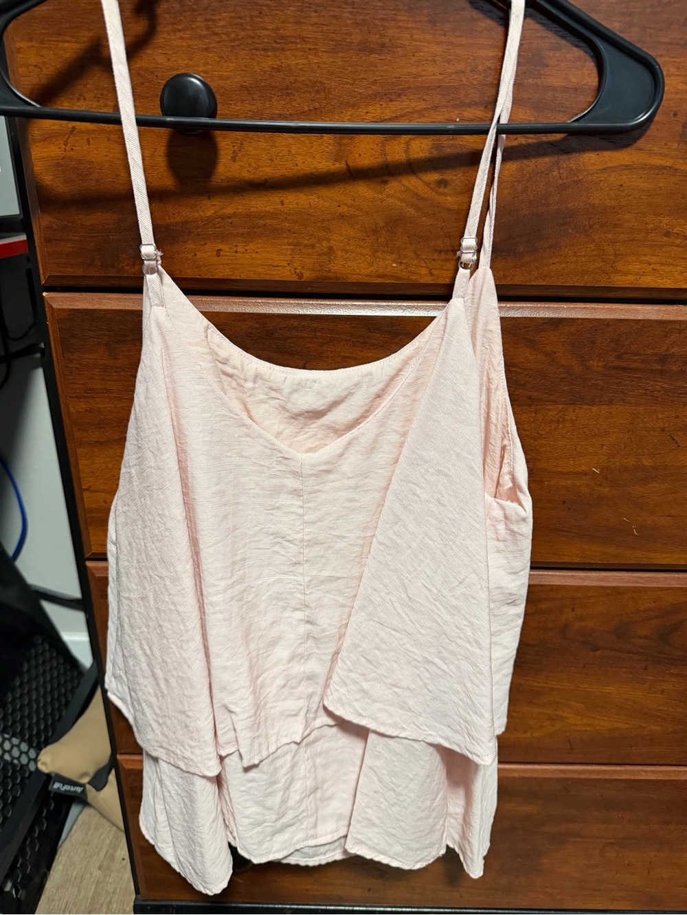 Light Pink Layered Spaghetti-Strap Women's Tank Top